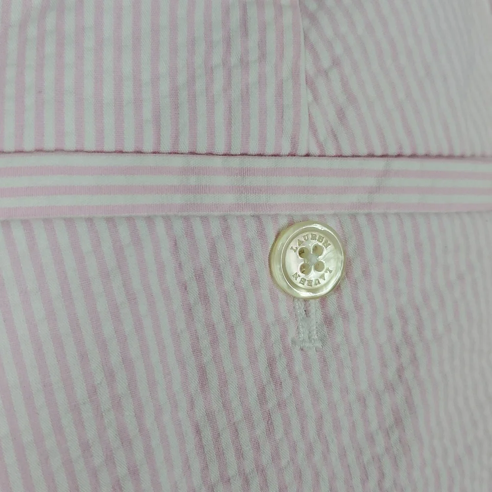 Lauren Ralph Lauren Pink Seersucker Pants Womens Straight Leg Preppy Summer - Picture 8 of 11